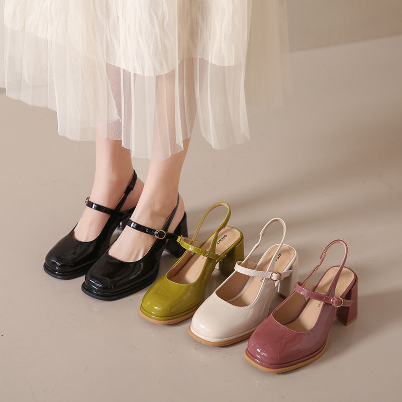 Women's Toe High Round Fashion Fairy Patent Heels