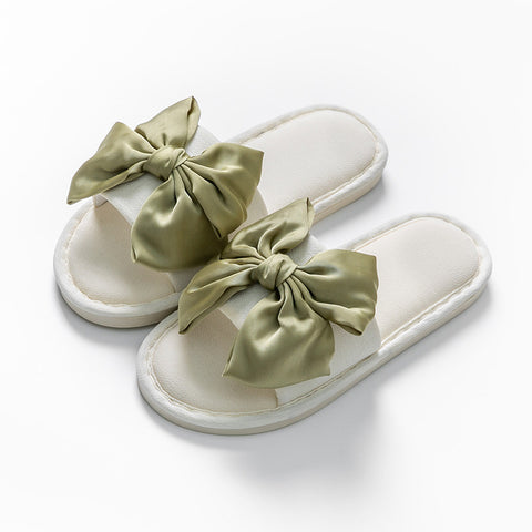 Women's Bow Silk Home Cute Spliced Breathable Slippers