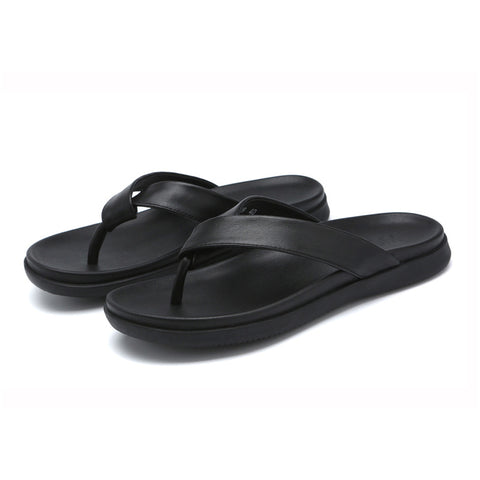 Men's Summer Top Layer Cowhide Flip-flops Sandals