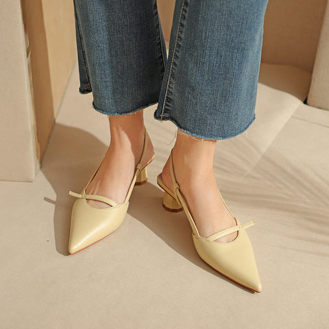 Women's No. Fu Closed Toe Chunky Low Pointed Women's Shoes