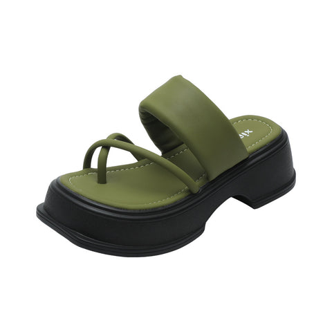 Women's Toe Ring Summer Outdoor Retro Platform Slippers