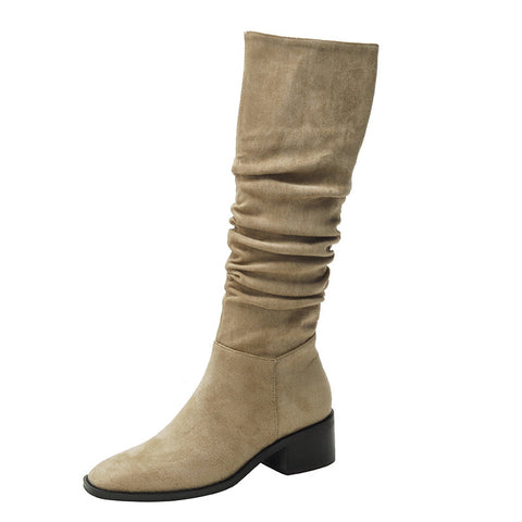 Slouchy Cool Pile Style Chunky High Boots