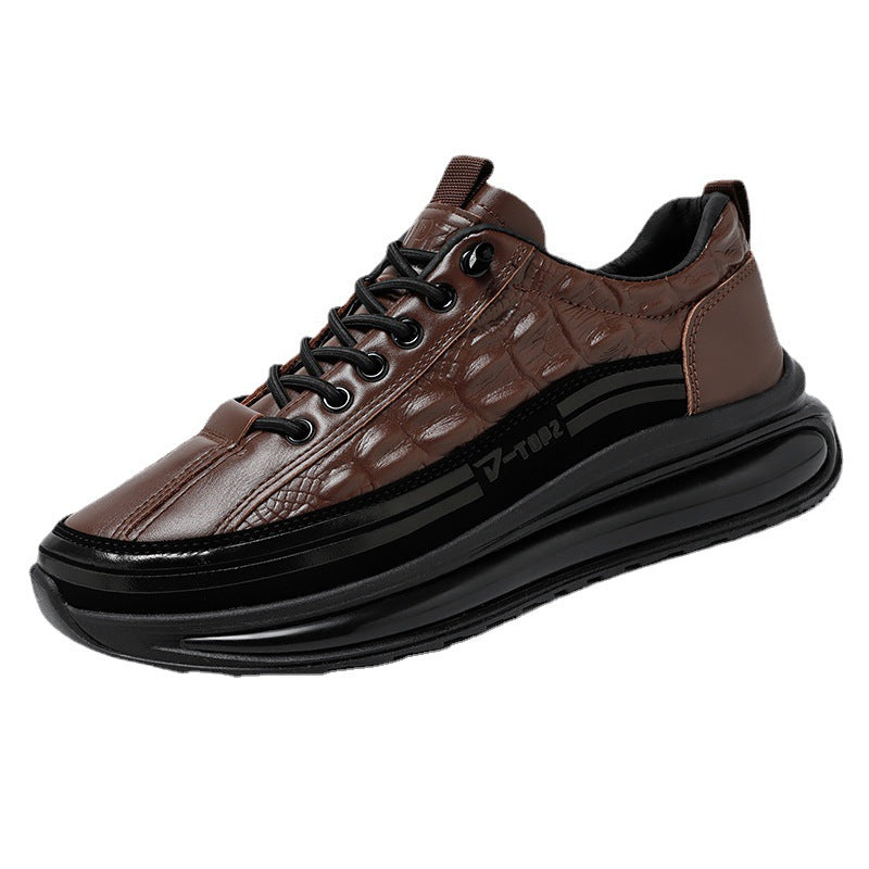 Men's Vintage Crocodile Pattern Thick Sole Fashion Leather Shoes