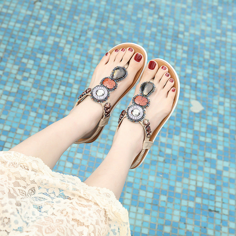 Women's Summer Fashion Trendy Bohemian Style Flip-flops Elastic Band Sandals