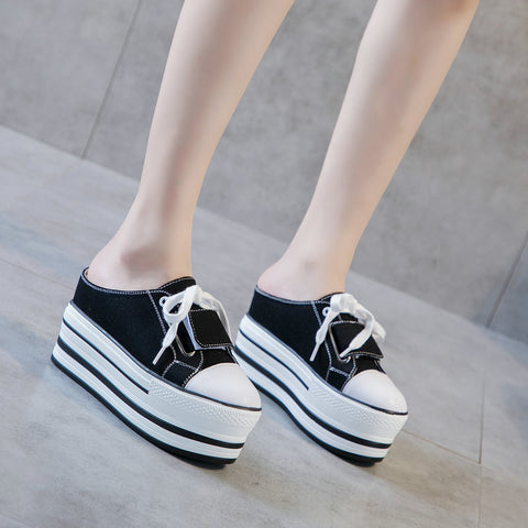 Women's Round Toe Korean Style Fashion Platform Casual Shoes