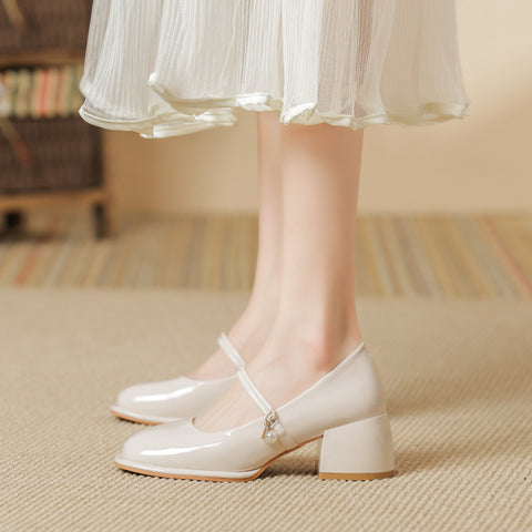 Women's Spring Square Head Soft Chunky Pumps Women's Shoes