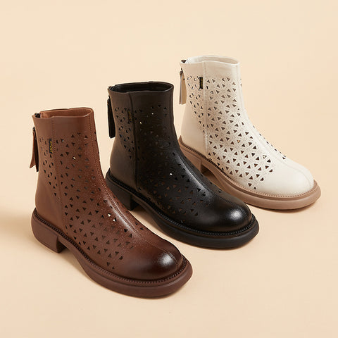 Women's Small Size Height Increasing Insole Retro Back Boots