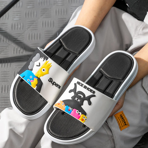 Men's Cartoon Fashion Thick Bottom Wear-resistant Slippers
