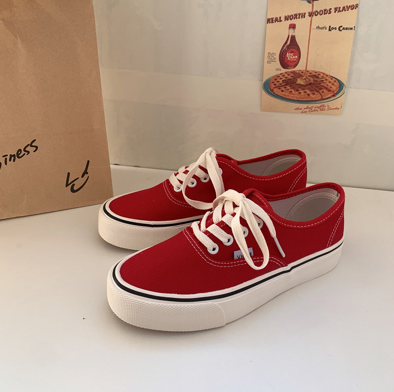 Female Korean Style Red Wild Fashion Canvas Shoes