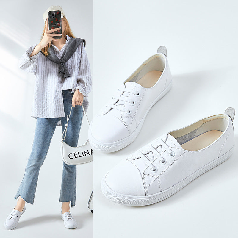 Women's White Breathable One Pedal Lazy Soft Casual Shoes