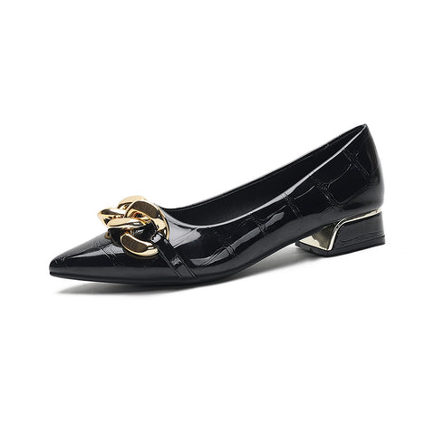 Women's Flat One-suit Skirt Wear Pointed Toe Leather Shoes