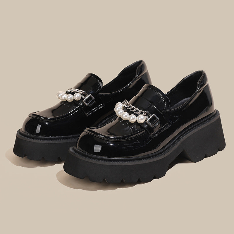 Women's Spring British Style Black All-matching Loafers