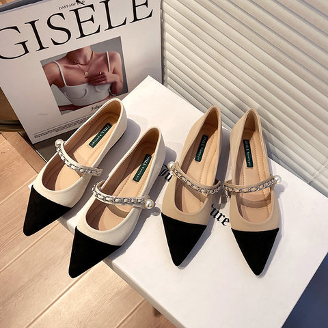 Women's Color Matching Pumps Soft Bottom Surface Widened Women's Shoes