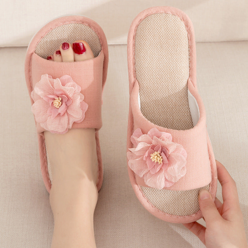 Flower Comfortable Breathable Home Cotton And House Slippers