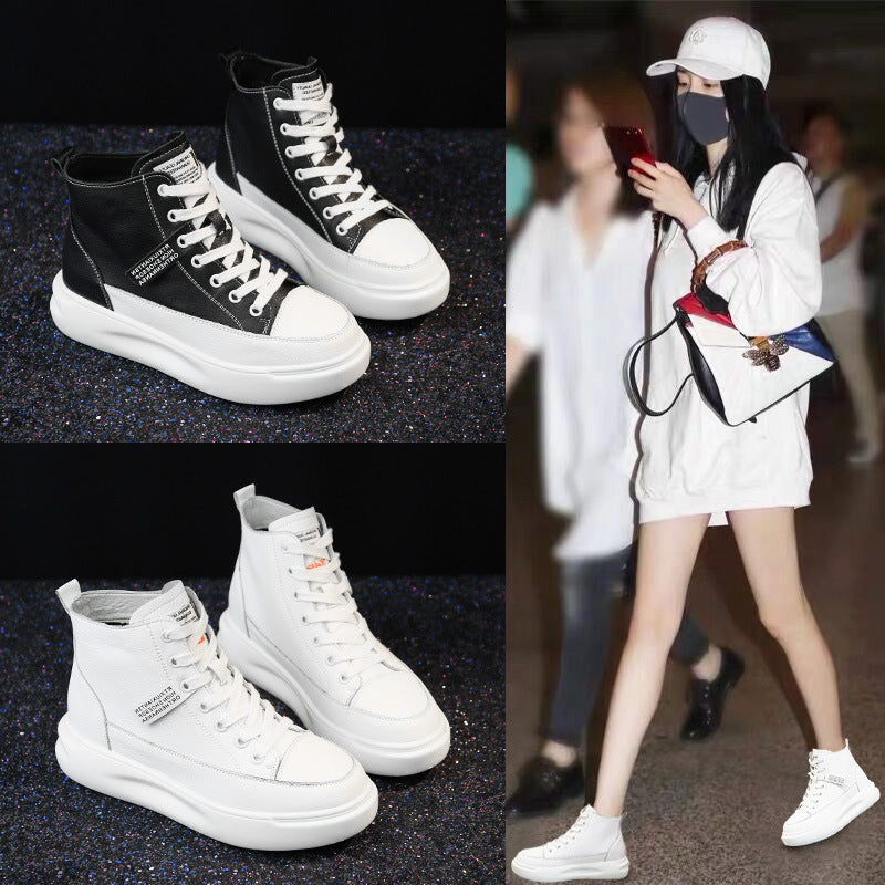 Women's White Platform Korean Style Flat Casual Shoes