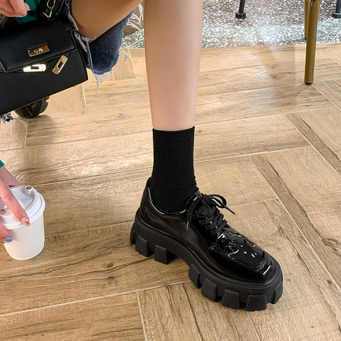 Liu Wen brytyjskie skórzane buty w stylu college'u Retro