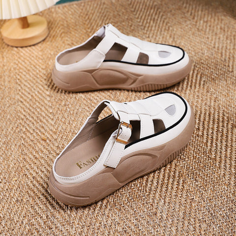 Women's Semi-slipper Summer Heel-free Slip-on Lazy White All-match Sandals