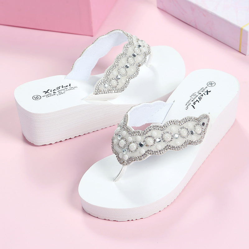 Women's Pearl For Outdoor Wear Fashion Wedge Sandals