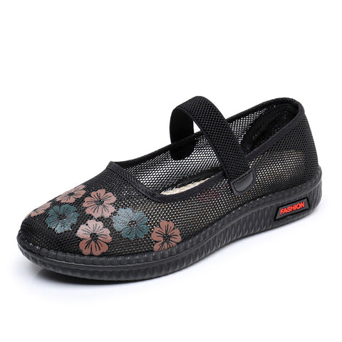 Women's Cloth Hollow-out Breathable Mesh Mother Soft Sandals
