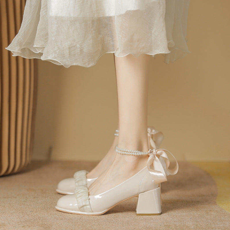 Women's Korean Patent Fairy Style Pumps Pearl Women's Shoes