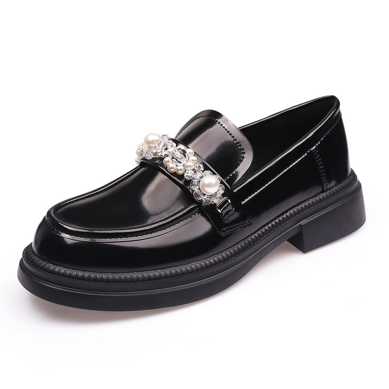 Beautiful Women's Rhinestone Pearl British Style Loafers