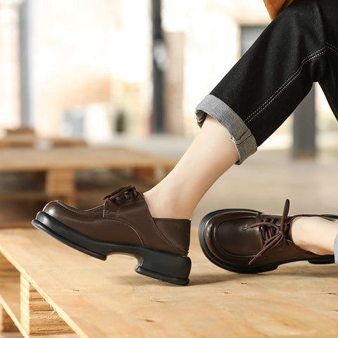 Chaussures en cuir britanniques de petite taille pour femmes décontractées et uniques