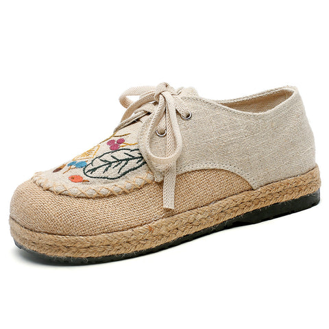 Women's Artistic Linen Ethnic Style Embroidered Cotton Canvas Shoes