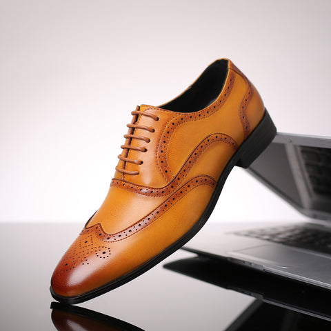 Chaussures en cuir britanniques à la mode pour hommes d'affaires rétro