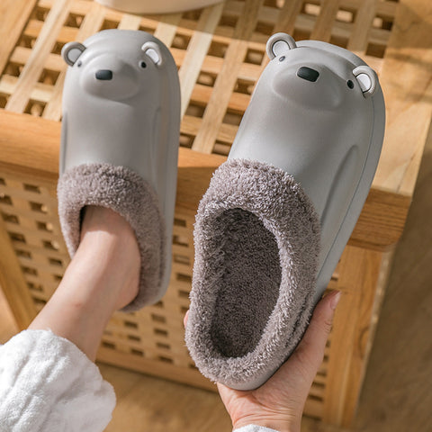 Zapatillas de casa antideslizantes impermeables de algodón grueso para hombre