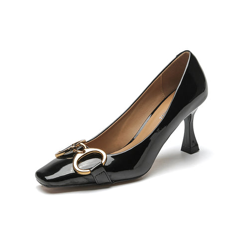 Chaussures pour femmes de style français avec boucle brevetée