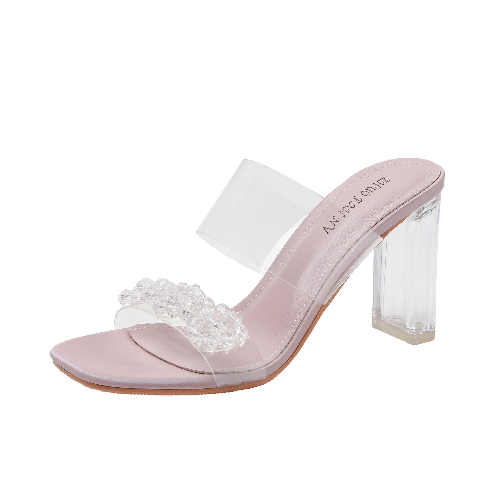 Women's Crystal Summer Outer Wear Fashionable Chunky Heels