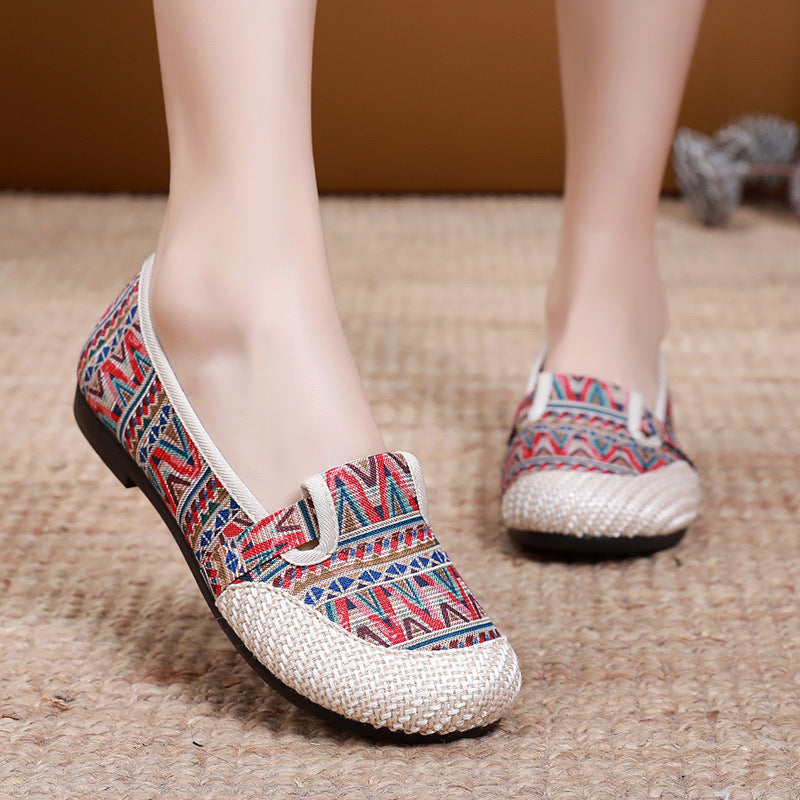 Women's Spring Soft Bottom Ethnic Style Canvas Shoes