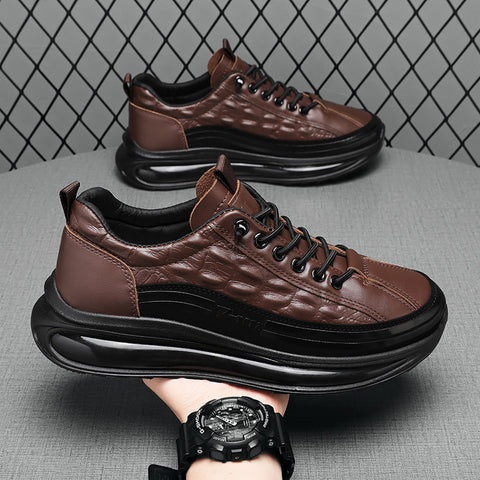 Men's Vintage Crocodile Pattern Thick Sole Fashion Leather Shoes