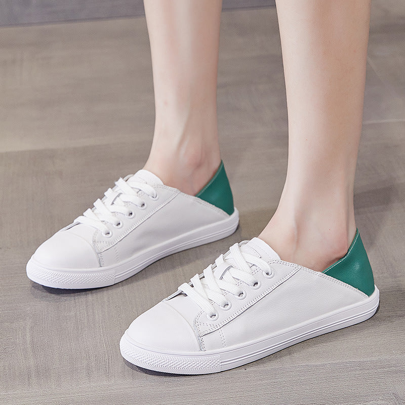 Women's Cowhide Easy Wear Versatile Single-layer Pregnant White Casual Shoes