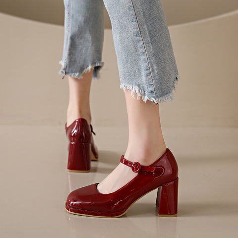 Zapatos de tacón de tacón rojo de moda profesional de primavera para mujer