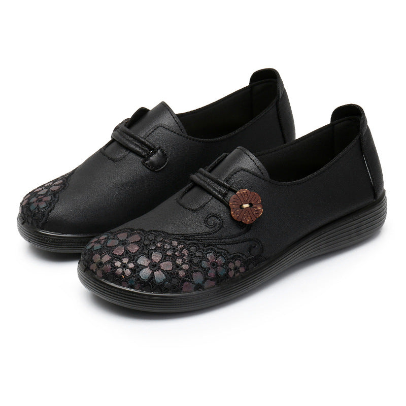 Women's Spring Grandma Soft Bottom Non-slip Microfiber Casual Shoes
