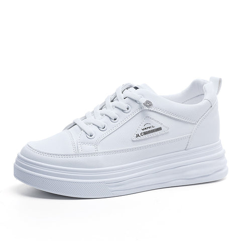 Women's Increasing Insole Platform White All-match Board Sneakers