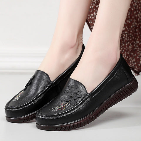 Women's Genuine Soft Bottom Elderly Flat Single-layer Casual Shoes