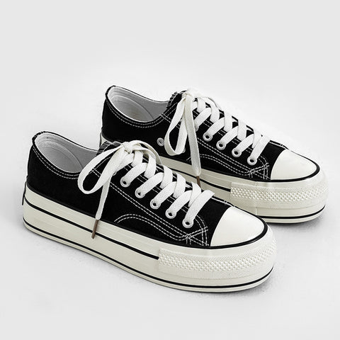 Women's High-low Top Height Increasing Classic Canvas Shoes