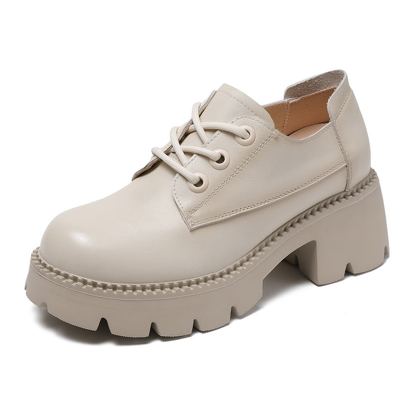 Women's Lace Up Small Platform Heightened Single Loafers