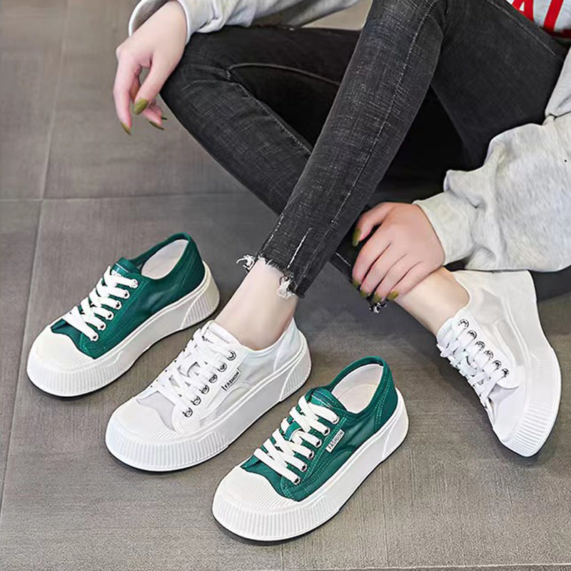 Women's White Mesh Breathable Versatile Flat Shell Casual Shoes