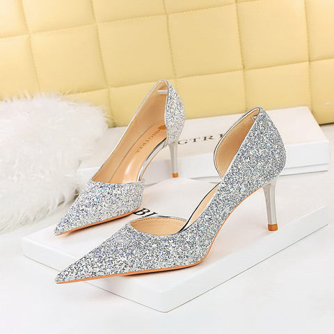 Mouth Pointed Toe Side Hollow Out Heels
