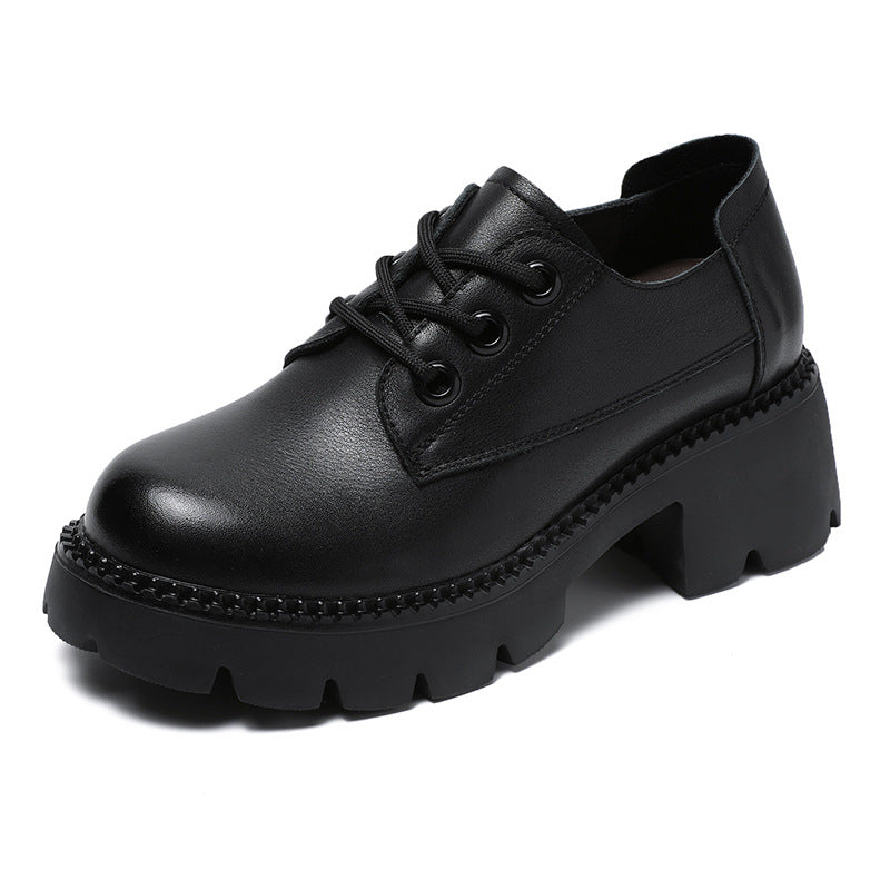 Women's Lace Up Small Platform Heightened Single Loafers