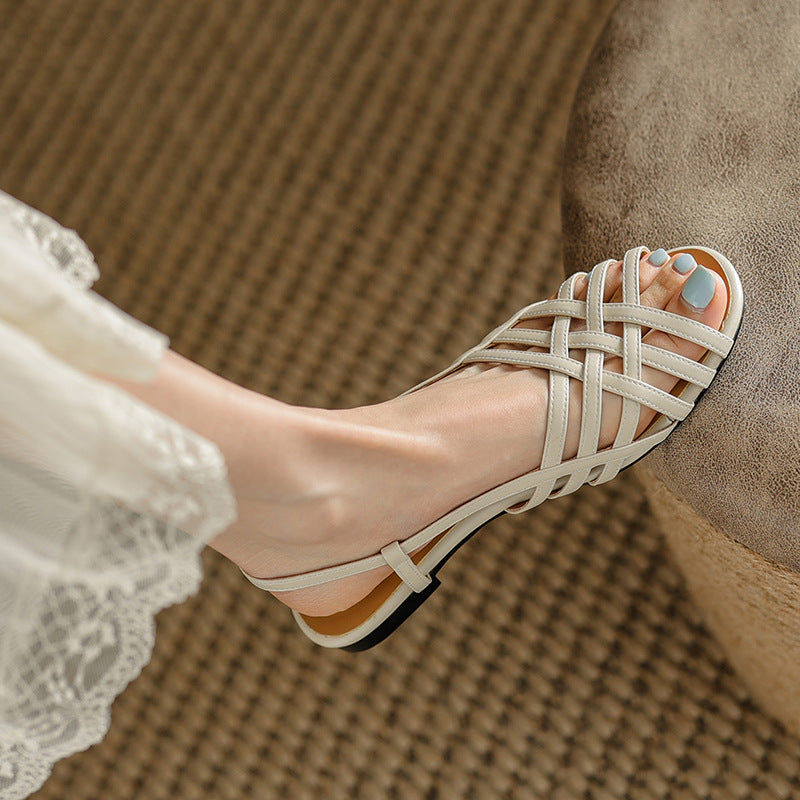 Women's Summer Fashion Flat French Style Retro Sandals