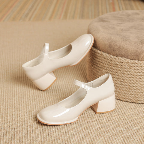 Spring Word With Velcro Decoration Square Toe Women's Shoes