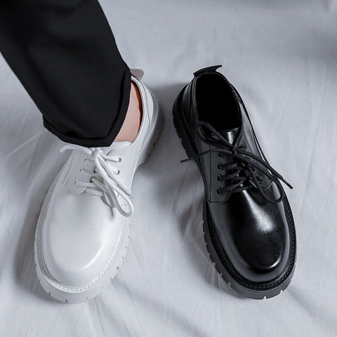 Męskie duże rozmiary brytyjskie w stylu All-match College Vintage czarne skórzane buty