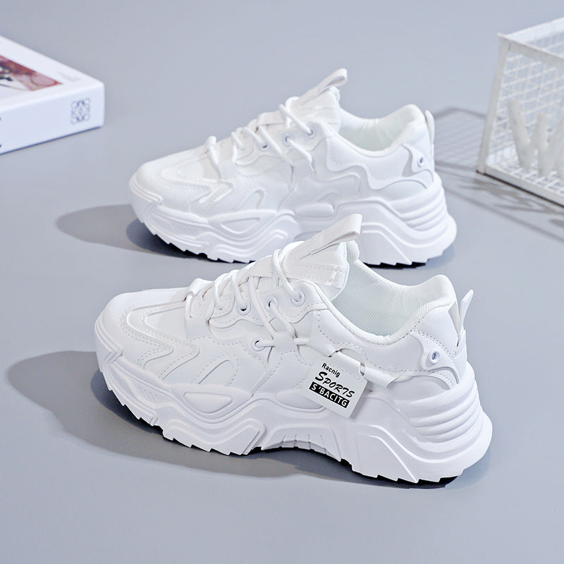 Women's Platform Dad Fashionable Retro White Surface Sneakers