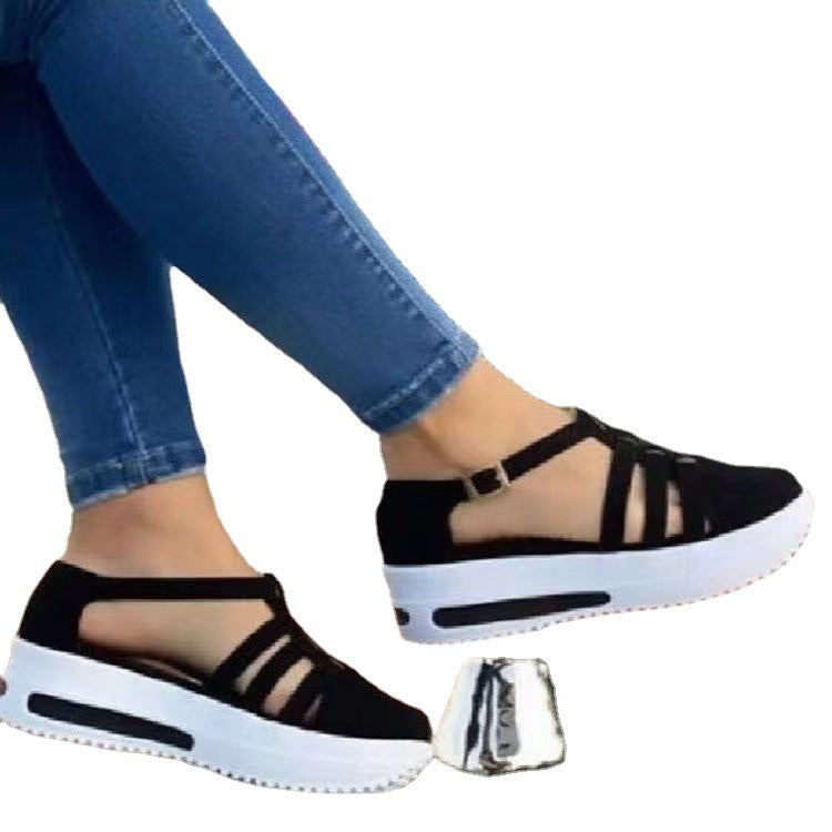 Pretty Women's Wedge Round Toe Hollow Casual Shoes