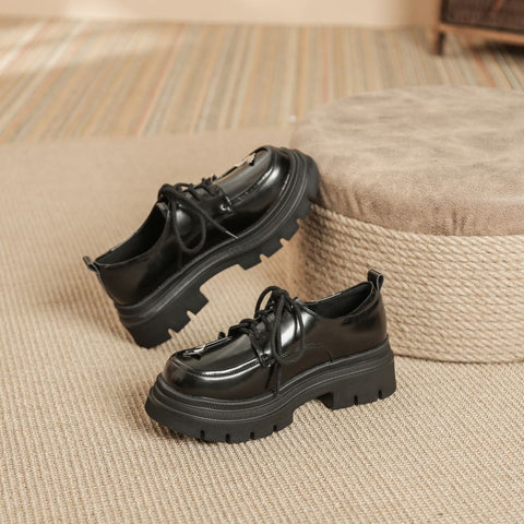 Women's Sweet Cool Style Round Head Leisure All-match Lace-up Loafers