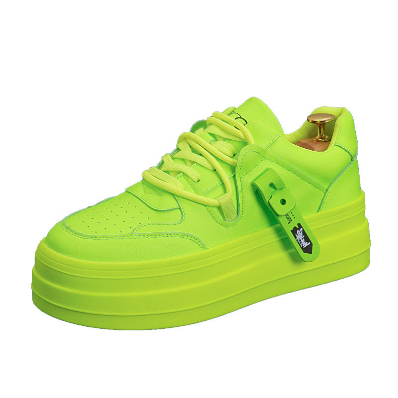 Men's White Winter Height Increasing Insole Trendy Fluorescent Sneakers